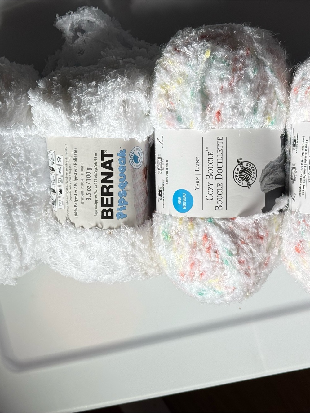Bernat Cozy Boucle Soft Baby Yarn - White with Pastel Speckles